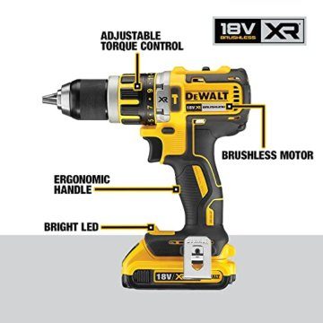 DEWALT - XR 18V Li-Ion 2Ah bürstenloser Schlagschrauber-Bohrer - DCD795D2-QW - Akku-Bohrmaschine mit Koffer, 2 Akkus/Ladegerät - 2 Geschwindigkeiten (0-600/2000 U/min) - 13 mm Chuck - 360 W - 2