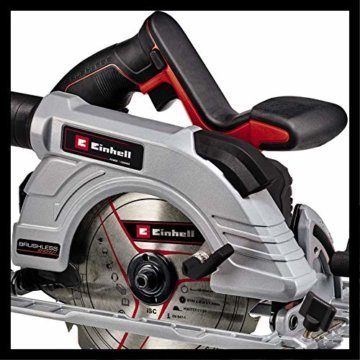 Einhell Akku-Handkreissäge TE-CS 18/190 Li BL- Solo Power X-Change (Li-Ion, 18 V, Ø190x20 mm Sägeblatt, max. 65 mm Schnitttiefe, werkzeuglose Einstellung, ohne Akku und Ladegerät) Schwarz/Rot - 7
