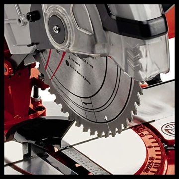 Einhell Kapp-Gehrungssäge TC-MS 2112 (max. 1.600 W, 5.000 min-1, hochwertiges HM-bestücktes Sägeblatt, Drehtisch mit Winkeleinstellung 45° links/rechts), Rot - 3