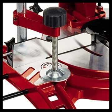 Einhell Kapp-Gehrungssäge TC-MS 2112 (max. 1.600 W, 5.000 min-1, hochwertiges HM-bestücktes Sägeblatt, Drehtisch mit Winkeleinstellung 45° links/rechts), Rot - 7
