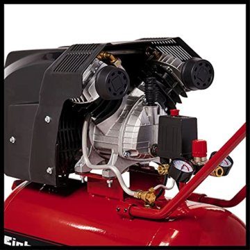 Einhell Kompressor TE-AC 400/50/10 V (2.200 W, 10 bar, 50 L, Ansaugleistung 400 l/min, Druckminderer, 2 Manometer & 2 Schnellkupplungen, vibrationsgedämpfte Standfüße, große Räder, Transportbügel) - 3