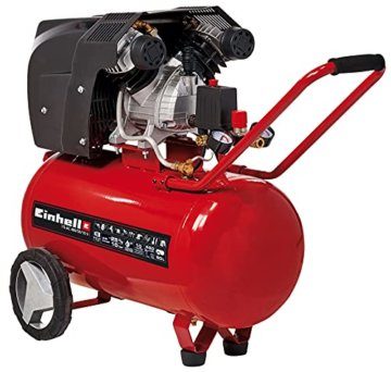Einhell Kompressor TE-AC 400/50/10 V (2.200 W, 10 bar, 50 L, Ansaugleistung 400 l/min, Druckminderer, 2 Manometer & 2 Schnellkupplungen, vibrationsgedämpfte Standfüße, große Räder, Transportbügel) - 1