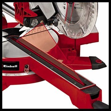 Einhell Zug-Kapp-Gehrungssäge TE-SM 2131 Dual (1600 W, 5000 min.-1, max. Schnittbreite 310 mm, Sägeblatt Ø 210 mm, Softstart, Spannvorrichtung, inkl. HM-Sägeblatt) Rot - 4