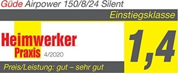 Güde 50136 Kompressor Airpower 150/8/24 Silent (Doppelkolbenaggregat Direktgetrieben, 0,75 kW, 230V, ölfrei, 8 bar) - 9