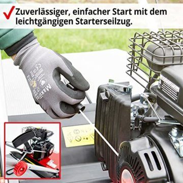 HECHT Vertikutierer Benzin (1,8 kW / 2,45 PS) – 38cm Arbeitsbreite – 40L Fangkorb – für die Rasenpflege und leichtes Entfernen von Moos - Unkraut im Rasen - 5