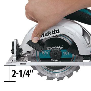 Makita Li -Ionen Akku-Kreissäge, nur Gehäuse, DSS611Z [Energieklasse A], 1 Stück, Blau, Silber, 12 x 200 mm - 4