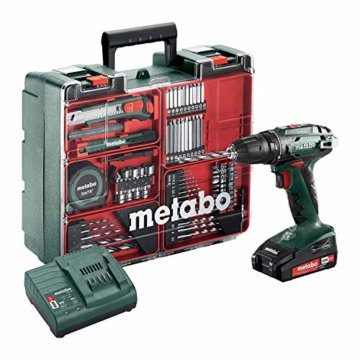 Metabo Akku-Bohrschrauber BS 18 Set (602207880) 18V 2x Li-Ion; Ladegerät SC 30; Kunststoffkoffer; Mobile Werkstatt, Art des Akkupacks: Li-Ion , Akkuspannung: 18 V, Akkukapazität: 2 x 2 Ah - 1