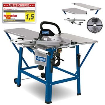 Scheppach Tischkreissäge TS310 | 400V Anschluss | 2800W Leistung | Sägeblatt Ø315mm | Schnitthöhe 83 mm | mit Tischverbreiterung, 2. Sägeblatt, Führungsschiene & Schiebeschlitten | schwenkbar bis 45° - 2