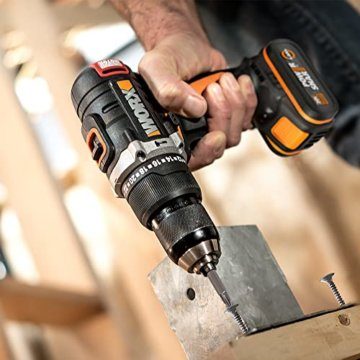 WORX 18V(20V MAX) WX175.1 Akku Bohrschrauber, Powershare, 4.0Ah, Bürstenlose Motor, Drehmoment 60N.m, 2 Std. Schnellladegerät, 0 – 600/2000min-1 - 4