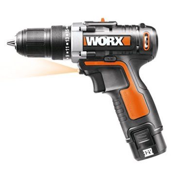 WORX WX128 Akkuschrauber 12V – Akkubohrschrauber Set zum Bohren und Schrauben – 2-Gang-Getriebe bis zu 25Nm – mit LED-Licht – Must-Have für Haushalt & Arbeit – mit Akku, Ladegerät & Koffer - 2