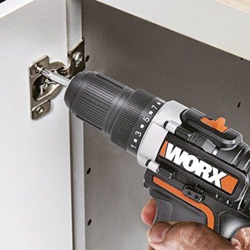 WORX WX128 Akkuschrauber 12V – Akkubohrschrauber Set zum Bohren und Schrauben – 2-Gang-Getriebe bis zu 25Nm – mit LED-Licht – Must-Have für Haushalt & Arbeit – mit Akku, Ladegerät & Koffer - 4