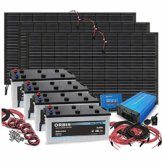 3.000 Watt Insel Solaranlage autarke PV-Anlage mit 1.040Ah Batterien, 960W Solarpanelen, 4 Solarbatterien, Victron MPPT Laderegler, Sinus Wechselrichter, installationsbereit - 1
