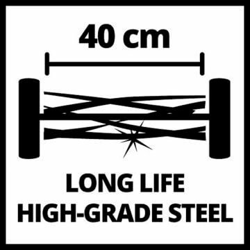 Einhell Hand-Rasenmäher GC-HM 400 (bis zu 250 m², 40 cm Schnittbreite, kugelgelagerte Mähspindel mit 5 Stahlmessern, 4-stufige Schnitthöheneinstellung 13-37 mm, 27 l-Fangkorb) - 10