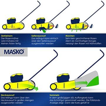 MASKO® Benzin Rasenmäher 5in1 Radantrieb EasyClean Reinigungsfunktion Mulchfunktion Seitenauswurf 51 cm Schnittbreite 8-fache Schnitthöhenverstellung | 4 Takt Motor 2,8 kW 6,0 PS | 65 Liter Fangkorb - 7