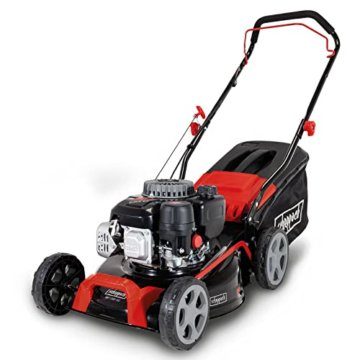 Scheppach Benzin Rasenmäher MP135-42 | Schnittbreite 42cm | 3 PS | Stahlgehäuse | Höhenverstellung in 7 Stufen (25 - 75mm) | 55 Liter Fangkorb mit Füllstandsanzeige - 1