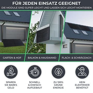 Solarway Balkonkraftwerk 600W Komplett Steckdose | Solaranlage Komplettset | 2x400W JaSolar-Module, Deye Wechselrichter mit APP/WIFI + Zubehör | Plug&Play | genehmigungsfrei (Ohne Halterung) - 3