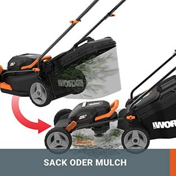 WORX WG743E Akku-Rasenmäher 40V – Profi Rasenmäher mit Mulchfunktion & PowerShare Akku – Rasenmähen ohne Kabel – Ideal für Gärten bis 500m² - 4