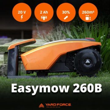 Yard Force FORCE Mähroboter EasyMow 260B bis zu 260 qm - Selbstfahrender Rasenmähroboter, einfache Bedienung, Bluetooth- und App-Steuerung, 30% Steigung und 20 V / 2,0 Ah Lithium-Ionen-Akku, 260 M² - 5