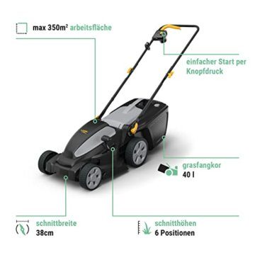 Alpina Akku-Rasenmäher AL1 3820 Li Kit, Schnittbreite 38cm, 20 V (2 x 4 Ah) Akku, 550 W, bis zu 350m², Inkl. Akku und Ladegerät - 2