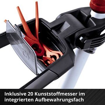Einhell Akku-Rasentrimmer GE-CT 18 Li Kit Power X-Change (Li-Ion, 18V, Motorkopf drehbar, Flowerguard, inkl 20 Kunststoffmesser, inkl. 2,0Ah Akku und Ladegerät), Rot/Schwarz - 7