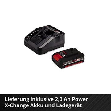 Einhell Akku-Rasentrimmer GE-CT 18 Li Kit Power X-Change (Li-Ion, 18V, Motorkopf drehbar, Flowerguard, inkl 20 Kunststoffmesser, inkl. 2,0Ah Akku und Ladegerät), Rot/Schwarz - 9