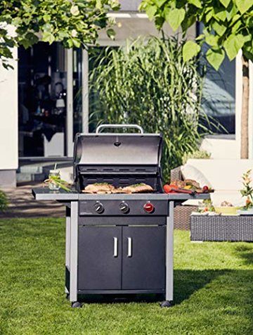 Enders Gasgrill CHICAGO 3 R TURBO, mit Gussrost, 3-Brenner, Edelstahl-Deckel doppelwandig mit Grill-Thermometer, SWITCH GRID Grillwagen mit Räder, Schwarz/Silber, #893776 - 2