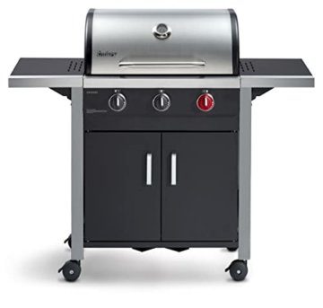 Enders Gasgrill CHICAGO 3 R TURBO, mit Gussrost, 3-Brenner, Edelstahl-Deckel doppelwandig mit Grill-Thermometer, SWITCH GRID Grillwagen mit Räder, Schwarz/Silber, #893776 - 1