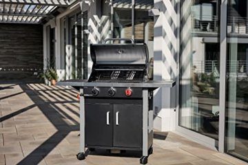 Enders Gasgrill CHICAGO 3 R TURBO, mit Gussrost, 3-Brenner, Edelstahl-Deckel doppelwandig mit Grill-Thermometer, SWITCH GRID Grillwagen mit Räder, Schwarz/Silber, #893776 - 7