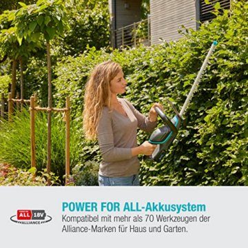 Gardena Akku-Heckenschere ComfortCut 50/18V-P4A Ready-to-Use Set: Heckenschneider mit ergonomischem Griff und Anschlagschutz, geringes Gewicht für bessere Handhabung, inkl. 18V P4A Akku (14730-20) - 3