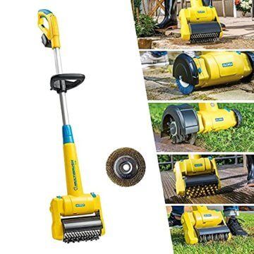GLORIA MultiBrush li-on - Multifunktionale Akku-Bürste/Unkrautentferner | Nutzbar als Stein-, Holz-, Fugenreiniger, Rasenkantenschneider, Vertikutierer, Rasenlüfter | Set mit 2 Aufsätzen | ohne Akku - 2