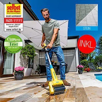 GLORIA MultiBrush li-on - Multifunktionale Akku-Bürste/Unkrautentferner | Nutzbar als Stein-, Holz-, Fugenreiniger, Rasenkantenschneider, Vertikutierer, Rasenlüfter | Set mit 2 Aufsätzen | ohne Akku - 3