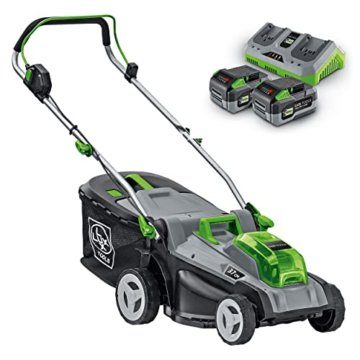 LUX-TOOLS A-RM-2x20/37 Akku-Rasenmäher Set für Rasenflächen bis 350 m² inkl. 2 Akkus, Doppel-Ladegerät & Fangkorb (40 l) | 40V (2X 20V) Rasenmäher mit 4,0Ah & 37 cm Schnittbreite - 1