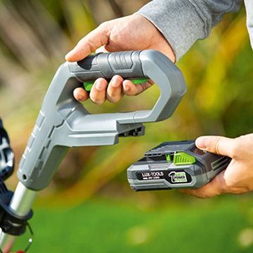 LUX-TOOLS A-RT-20/26 Akku-Rasentrimmer Set mit Teleskop-Stiel, Pflanzenschutzbügel und einem Schnittkreis von 26 cm inkl. 2,0Ah Akku & Ladegerät | 20V Rasentrimmer mit 10 Schneidmessern aus Kunststoff - 7