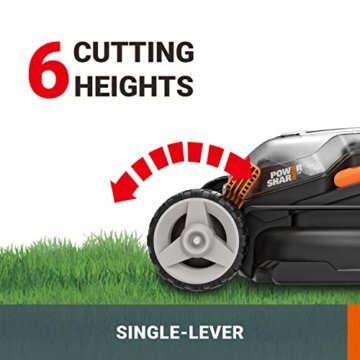 WORX 40V Akku-Rasenmäher WG779E.9, 2,5Ah 2 Akkus, Powershare, Schnittbreite 34cm, 6-Fache 20-70mm Schnitthöhenverstellung, Dual-Ladegerät, 2 x 18V Ohne Akku / Ladegerät - 4
