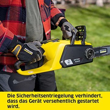 Kärcher 36 V Akku-Kettensäge CNS 36-35, Schwertlänge: 35 cm, automatische Kettenschmierung, Rückschlagschutz, Leistung: max. 100-200 Schnitte, verwendbar mit dem Kärcher 36-V-Akku, ohne Akku - 5