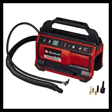 Einhell Hybrid-Kompressor PRESSITO 18/25 Hybrid Power X-Change (18 V, Betrieb mit Stromkabel oder Akku, max. 11 bar, inkl. 4-tlg. Adapter-Set & 2 Schläuchen, ohne Akku) - 7