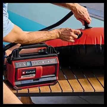 Einhell Hybrid-Kompressor PRESSITO 18/25 Hybrid Power X-Change (18 V, Betrieb mit Stromkabel oder Akku, max. 11 bar, inkl. 4-tlg. Adapter-Set & 2 Schläuchen, ohne Akku) - 10
