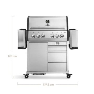 BURNHARD EARL 4-Brenner Gasgrill Edelstahl inkl. Heckbrenner, mit Gusseisen Grillrost & inkl. stabiler Abdeckhaube, Seitenkochfeld mit Infrarot Keramikbrenner - 3