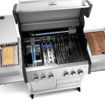 BURNHARD EARL 4-Brenner Gasgrill Edelstahl inkl. Heckbrenner, mit Gusseisen Grillrost & inkl. stabiler Abdeckhaube, Seitenkochfeld mit Infrarot Keramikbrenner - 5