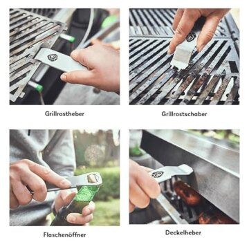 BURNHARD Klappgrill Jones 2-Brenner mit Deckel, 6,4 kW Edelstahl Gasgrill inkl. Transporttasche mit Rucksackfunktion und Multitool, Faltgrill ideal für Camping - 6