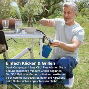 Campingaz 360 Grill CV, runder Tischgrill, Camping-Grill mit Deckel, Balkon-Grill, kleiner Gas-Grill mit 2.200 Watt Leistung, Betrieb mit CV470 Plus Gaskartusche - 4