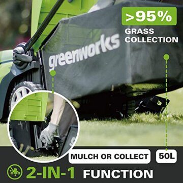 Greenworks 40V Kabelloser Akku Rasenmäher für Flächen bis zu 500 m², 41 cm Schnittbreite, 50-Liter-Sack PLUS zwei 40 V 2Ah-Akkus mit Ladegerät, 3 Jahre Garantie-G40LM41K2X - 4