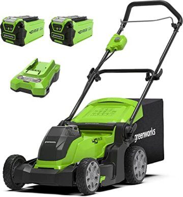 Greenworks 40V Kabelloser Akku Rasenmäher für Flächen bis zu 500 m², 41 cm Schnittbreite, 50-Liter-Sack PLUS zwei 40 V 2Ah-Akkus mit Ladegerät, 3 Jahre Garantie-G40LM41K2X - 1