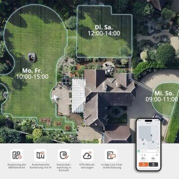 Navimow i105E Mähroboter ohne Begrenzungskabel 500 m², RTK+Vision Rasenmäher Roboter, KI Automatische Kartierung, Virtuelle Begrenzung, Mehrzonen-Management - 5