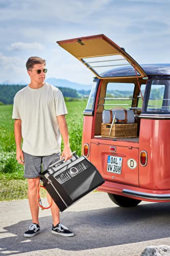 RÖSLE Gasgrill BBQ-Portable VIDERO G2-P, tragbarer Tischgrill mit 2 Edelstahlbrennern, Warmhalterost und Deckel mit Glaseinsatz sowie Deckelthermometer, pulverbeschichteter Stahl, 50 mbar - 4