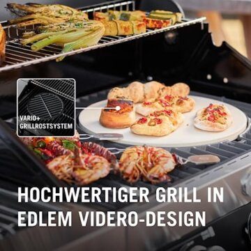 RÖSLE Gasgrill BBQ-Station VIDERO G4-S Schwarz, Grill mit 4 Edelstahlbrennern, extra Primezone und Seitenbrenner, klappbare Seitentische, VARIO+, pulverbeschichteter Stahl - 2