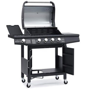 TAINO RED 4+1 Gasgrill Grillwagen BBQ Edelstahl-Brenner Gas-Grill mit Seitenkocher - 2