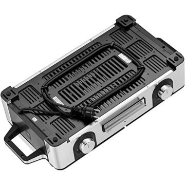 WMF Lono Master-Grill, Elektrogrill, 50x28 cm, Elektrogrill Tischgrill mit Windschutz und Auffangschale, Outdoorzertifiziert für Barbecue, 2 getrennt regulierbare Grillflächen, 2400 W, edelstahl matt - 7