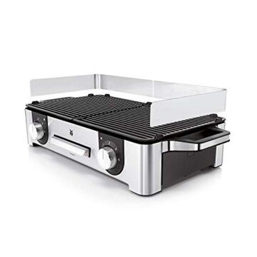 WMF Lono Master-Grill, Elektrogrill, 50x28 cm, Elektrogrill Tischgrill mit Windschutz und Auffangschale, Outdoorzertifiziert für Barbecue, 2 getrennt regulierbare Grillflächen, 2400 W, edelstahl matt - 10