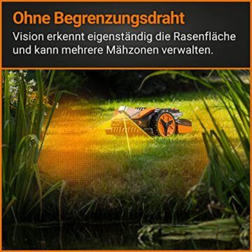 WORX Landroid Vision M800 Mähroboter WR208E.1 für Gärten bis 800m² - intelligenter Mähroboter ohne Begrenzungskabel – WLAN & Bluetooth – aktive Hindernisvermeidung mit KI-Technologie – APP Steuerung - 3